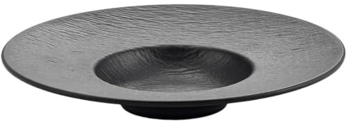 Zghhc 1pc Melamine Plate Black Soup Plate Dinner Plate Steak Plate Round Dinnerware Plate Serving Dish Dessert Salad Plate Break-resistant