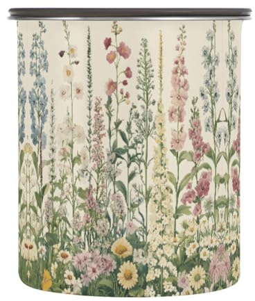 Quteprint Boîtes de rangement en acier inoxydable avec couvercle hermétique, vintage, fleurs sauvages, herbes, fleurs, 500 ml, boîte de rangement pour thé, grains de café, moulu, sucre