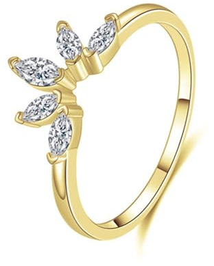 Wycian Ringe Damen Boho Eheringe Gold 9K Gelbgold Au375 Marquise Moissanit Größe 45 (14.3) Vorsteckring für Lesben Klassisch Schmuck Geschenk