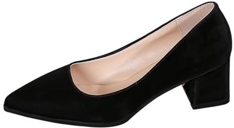 Dirndl Shoes Women's Costume Pumps Traditional Shoes with Heel Chunky Dance Shoes Leisure Wedge Pumps Bridal Shoes Block Heel Ballerinas Elegant Shoes Heel Shoes Clip Pumps, black, 4.5 UK