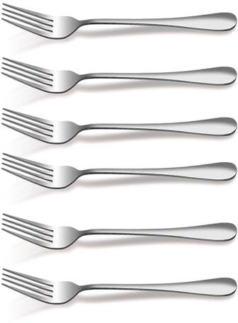 6 PCS Stainless Steel Dinner Forks, 8 Inch Table Fork Set, Dishwasher Safe Cutlery for Home and Dining Events