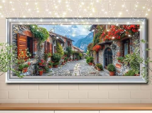 Kit Completo 5D DIY Pintura de Diamante Sendero,Campo,Punto de Cruz Diamond Painting para Adultos,Cuadro de Diamantes con Rhinestones para Decoración Hogar,Pintar con Diamantes (100x250cm) 59E-6225