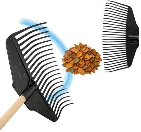 Crisalide Rastrillo de jardín de plástico resistente | Cabeza ancha de 50 cm con dientes flexibles | Ideal para hojas, hierba y paja | Mango no incluido