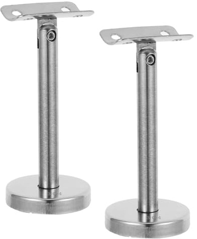 NOLITOY Soportes para Barandillas de Escalera de Acero Inoxidable 2 Piezas Soporte Fijo de Pared Recto 12X5 CM Accesorio Ajustable para Pasamanos Adecuado para Instalación Segura en