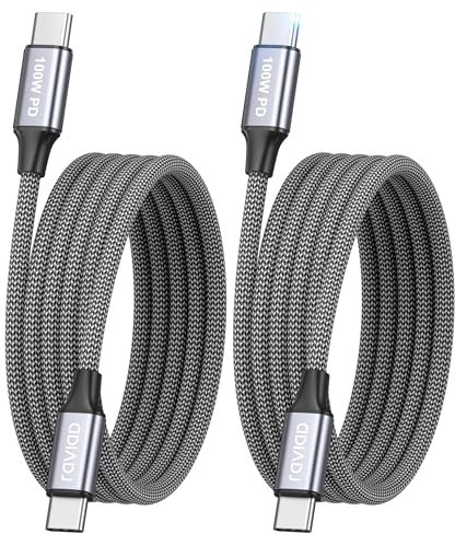 RAVIAD 100W Cable USB C Carga Rápida [2Pack 2M] Cable USB C a USBC PD3.0 | 5A Cable Tipo C QC3.0 Cable de Nylon Carga Rápida Tipo C para iPhone 17 16 15 Pro Max, Galaxy S24 S23, MacBook, iPad