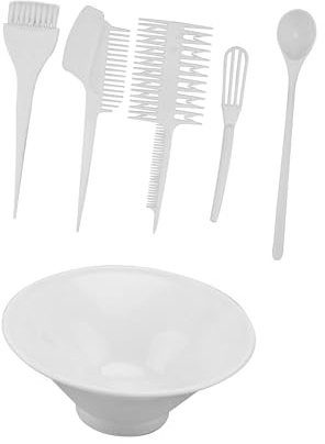 Healvian 6pcs Hair Coloring Kit with Plastic Hair Dye Bowl and Brush Set Convenient to Use Easy to Hold for Professional Salon Hairdressing