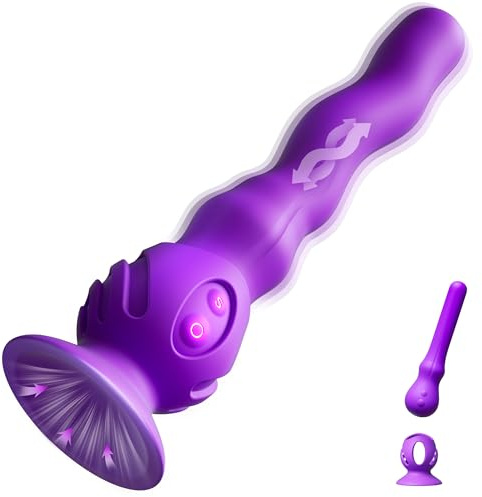 Dildo Vibrator Women Sex Toys, G-Spot Clit Stimulator 7 Vibration & 3 Wavy Vibration, Detachable Wand Massager Female Sex Toy for Full-Body Stimulate, Hand-Free Riding Adult Toys for Couple & Solo