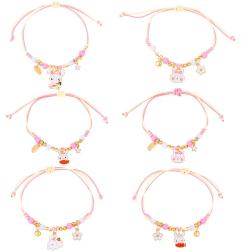 LuLiyLdJ 5 Pezzi Braccialetti Amicizia,Braccialetti Bambini,Braccialetti Pasqua,Braccialetti Intrecciato Regolabile con Coniglio,Braccialetti Bambini per Feste Gadget,Braccialetti Amicizia Bambini