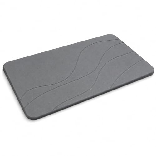 GOOGO absorberande halkfri badrumsmatta sten 60×40 cm, snabbtorkande matta för dusch, WC, handfat och kök (grå)