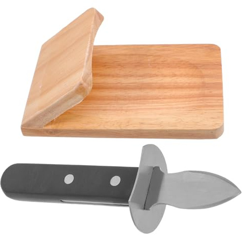 TOMETURE Coltello per Ostriche Design in Inossidabile con Morsetto e Supporto in Legno per e Resistenza alla Ruggine, per Campeggio e Riunioni
