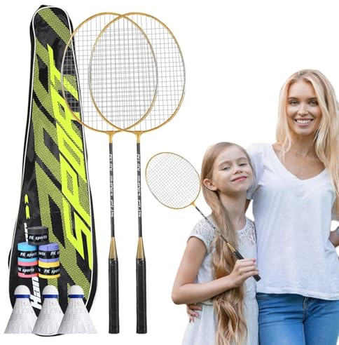 Genérico Set di racchette da badminton | Set da badminton per adulti | Racchetta professionale, attrezzatura leggera da 2 pezzi per adulti e professionisti, giochi da patio all'aperto
