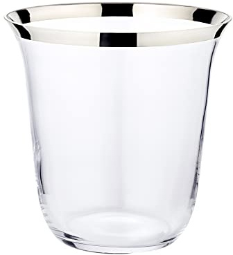 EDZARD Weinkühler Toby (H 23 cm, Ø 22 cm), Kristallglas mit Platinrand | Flaschenkühler für 1 Flasche, mundgeblasen, Champagnerkühler, Sektkühler, Getränkekühler, Barzubehör