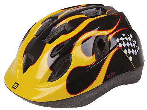 M-Wave Junior Race S Casco de Bicicleta, Bebé-Niños, Negro/Amarillo, 52-56 cm