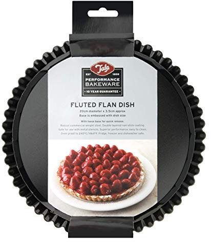 Tala Performance - Lata estriada para tarta (20 cm de diámetro, acero al carbono de calibre profesional con revestimiento antiadherente Eclipse, base suelta, perfecta para tartas saladas o dulces, flans, quiches o postres