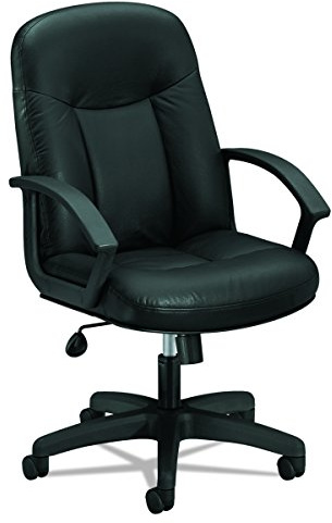HON Leather High-Back Swivel/Tilt Chair Metal, 26 by 33-1/2 by 43, Black (HVL601)