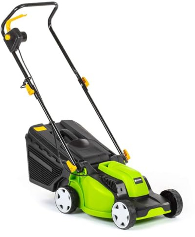 FIELDMANN FZR 2025-E Tondeuse à gazon électrique à main, puissance absorbée 1300 W, largeur de prise 32 cm, bac de récupération en plastique 30 l avec indicateur de niveau