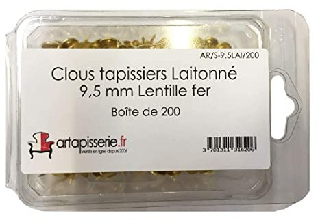 200 Clous tapissier - laitonné - Ø9,5mm - Lentille fer