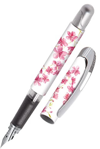 Online Füller College Cherry Blossom, Tinten-Füller für Rechtshänder, ergonomisches Griffstück, hochwertige Iridium-Feder medium, Standard-Tintenpatronen, inkl. Kombipatrone 1 Stück (1er Pack)