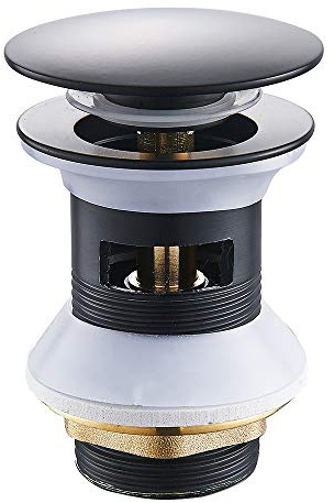 Universal Avgas Set Valve Pop Up Avloppsventil för handfat Pilett Avlopp för dränering med överflödesplagg för diskbänk (Svart)