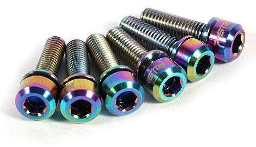Fahrrad Vorbau Schrauben Set, 6 Stück M5 x 18mm Fahrrad Titanlegierung Vorbau Schrauben mit Unterlegscheiben für Mountainbike, Rennrad (Bunt)