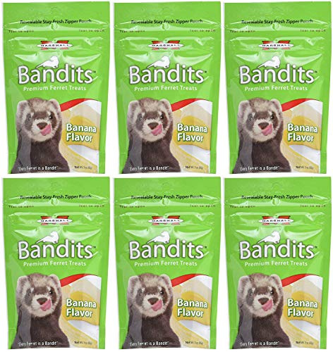 Marshall 6 Pack of Banana Flavor Bandits Ferret Treats, 3 Ounces Each, Made in the USA