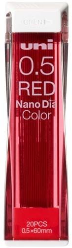 Mitsubishi Bleistift Uni Nano Diamantfarbe, 0,5 mm, Rot, 2 Stück