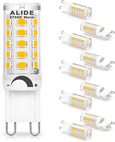 ALIDE G9 Led Bulbs Dimmable 3W Replace 20W 25W 30W Halogen Equivalent,2700K Soft Warm White, AC120V G9 Clear T4 Bi-pin Led Bulbs for Chandelier Pendant Wall Home Lighting,300LM,360 Deg,10Pack