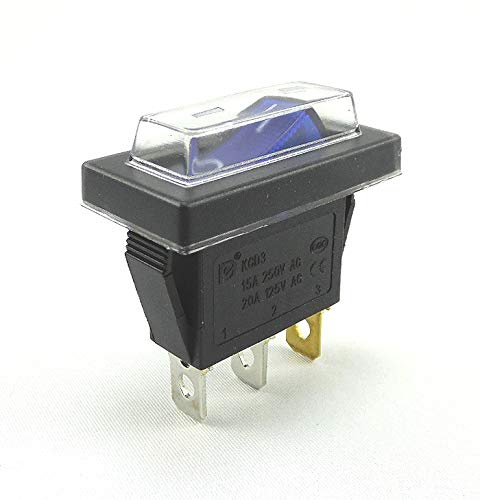 Wippschalter Beleuchtet bei 230V, 15A Geräteschalter mit Wasserdichter Abdeckung (1)