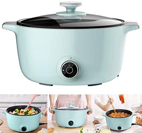 Wok, Sartén Eléctrica, Olla De Cocción Múltiple Ideal para Dormitorios, Temperatura Ajustable Y Superficie Antiadherente, con Tapa De Vidrio, Rosa