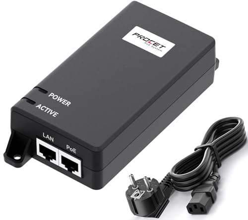PROCET Injecteur PoE 60 W 10 Gigabit, injecteur de Puissance PoE++, Alimentation PoE pour caméra IP HD/AP sans Fil