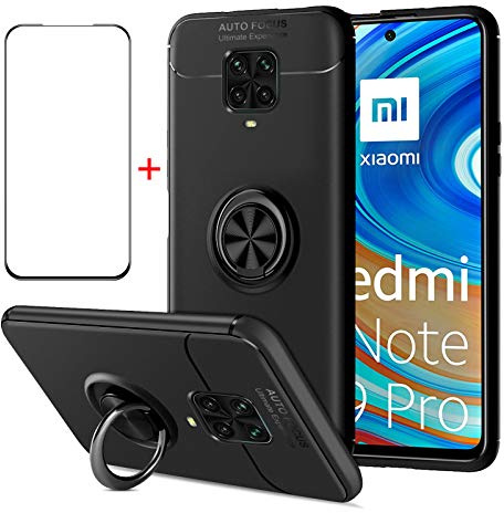 AKABEILA Protector Pantalla Capa Carcasa Funda Xiaomi Redmi Note 9 Pro Cristal Templado Xiaomi Redmi Note 9S Fundas Compatibile con Xiaomi Redmi Note 9 Pro MAX/Xiaomi Poco M2 Pro Funda Case Negro