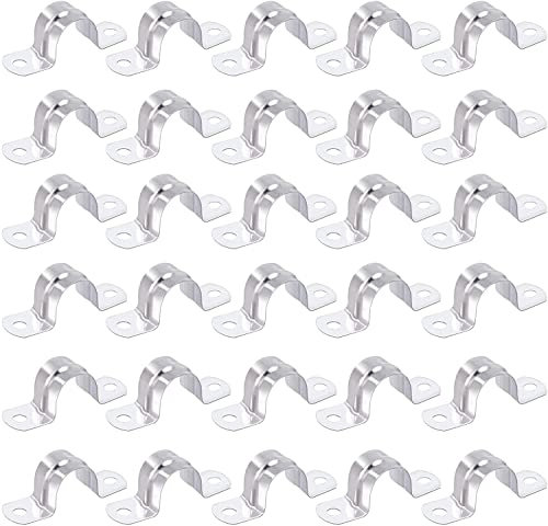 30 Stück U-Rohrschellen 25mm Rohrschelle Edelstahl Rohrschellen Clip Rostschutz Bügelschelle U Befestigungsschelle Zweiloch Metallschellen für Gasrohre, Wasserrohrhalterung, Kabelaufhänger, Rohre Wand
