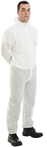 Expert Workwear Disposable SMS Coverall CAT 3 Type 5/6 Hooded Overall Protective Suit Boilersuit Hygiene Paint