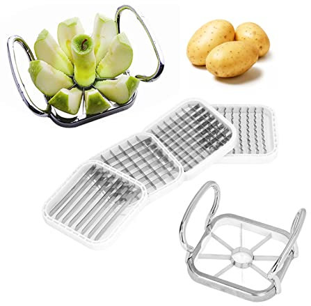 Coupe-frites, trancheuse de fruits 5 en 1 Vide-fruits pour pomme de terre, poire, oignon, coupe-légumes