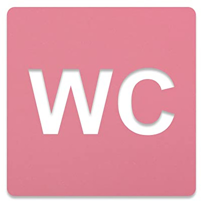 3D WC Schild, Hochglanz, selbstklebend, Damen, Herren, Türschild, Hinweis, Toilette, Acryl/Holz (Rosa)