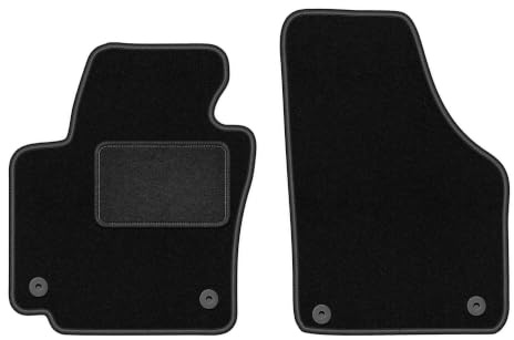 Velours-Fußmatten vorne passend für Volkswagen Golf Plus 2005-2014, Schwarz | passend für Minivan; Velours-Teppich (Polypropylen), ca. 6,5 mm; rutschfest, vormontierte Befestigungen (Typ AVOWAL)