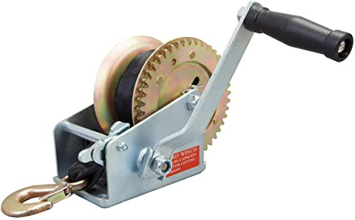 BIG RED ATRT1161SR Torin Cabrestante Manual de Acero Resistente con Correa de Nailon de 10 m y trinquete bidireccional, para Barcos, remolques, Camiones, cuatrimoto