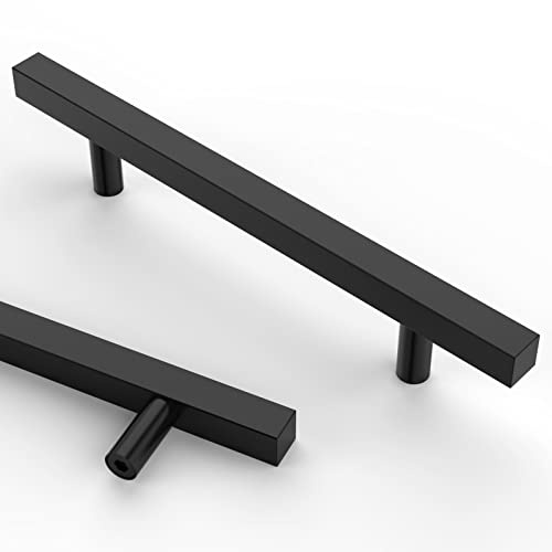 Amerdeco Astrée 10 Pack 128mm Black Kitchen Handles Stainless Steel Kitchen Cupboard Handles Square Cabinet Handles Black Handles Cupboard Door Handles Drawer Handles Wardrobe Handles