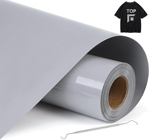 NCRGB Plotterfolie Textil,TransferfolieVinyl Vinylfolie Plotter Bügelfolie zum Bedrucken,Flexfolie Plotter Textil für DIY-T-Shirt & Anderen Stoffen (Grau, 30.5×200 cm)