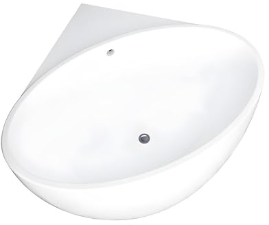 Vente-unique - Baignoire d'angle - 127 x 127 x 58 cm - Acrylique - Blanche - 197 L - GOURAMI