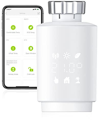 MOES Heizkörperthermostat Smart,Zigbee Thermostat Heizung Digital,Programmierbarer Heizungsthermostat,Kompatibel mit Alexa/Google Home (MOES ZigBee Hub erforderlich)