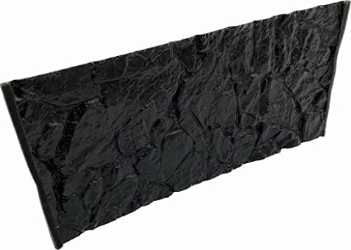 PLASTIKO - Aquarium Hintergrund 3D I Rückwänd 100x40 cm I Leicht zu Montieren und Reinigen I Keine Verklebung Erforderlich I Sicher für Tiere I Schwarz mit einem Muster aus Niedrigen Steinen