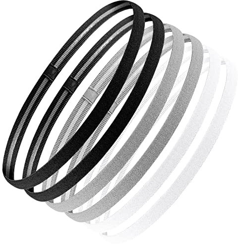6 Stück Haarband für Herren, Elastische Sport Haarband für Jungs, Jungen, Männer und Damen - Rutschfest und Dünn für Yoga, Fußball, Joggen