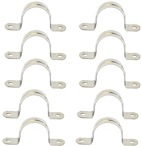 MACHSWON 10 Stück starre Rohrbandschelle 40 mm 304 Edelstahl Rohrschellen Zwei Loch Rohrband Spannclips U-Rohrklemme Sattelschellen Ring Schlauchschelle