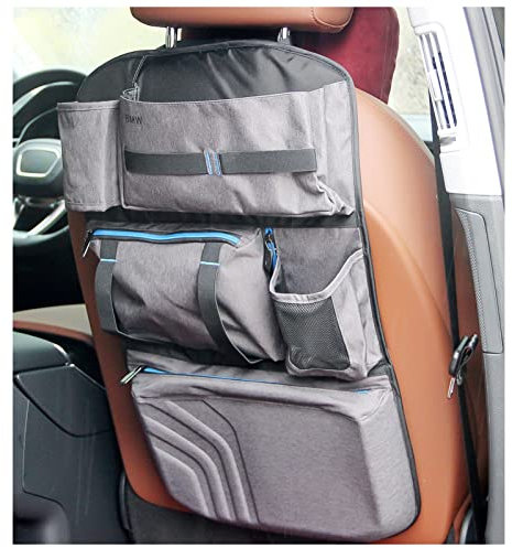Hellgrauer Auto-Rücksitz-Organizer, Premium-Stoff-Autozubehör-Aufbewahrungstasche mit Taschen, multifunktionale Universal-Rücksitztasche für LKW-SUV-Autos (A)
