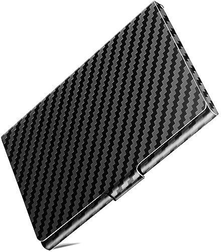 DMFLY Slim Minimalist Business Card Holder for Men and Women, Premium Metal Business Card Case, Pocket Name Card Holder, Buckle Style, Classy Black