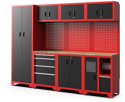 FEISTOS Werkstatteinrichtung Juno 3 2640x457x1981 mm Rot/Schwarz Werkbank