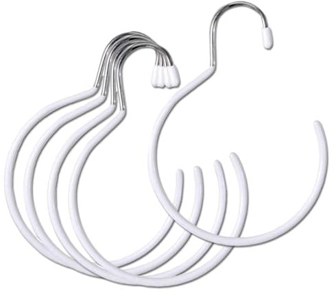 Dtoterul Kleiderbügel Gürtelhalter 5 Stück Weiß, Krawattenhalter Huthalter Haken, Rutschfest, Gemalt, 19 cm x 14 cm x 9 cm