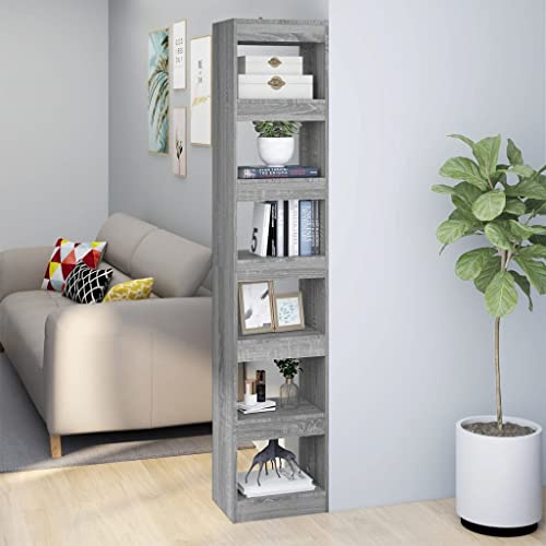 CKioict Eckvitrine Modernes Standregal Wohnzimmermöbel Bücherregal/Raumteiler Grau Sonoma 40x30x198 cmfür Wohnzimmer, Schlafzimmer, Büro