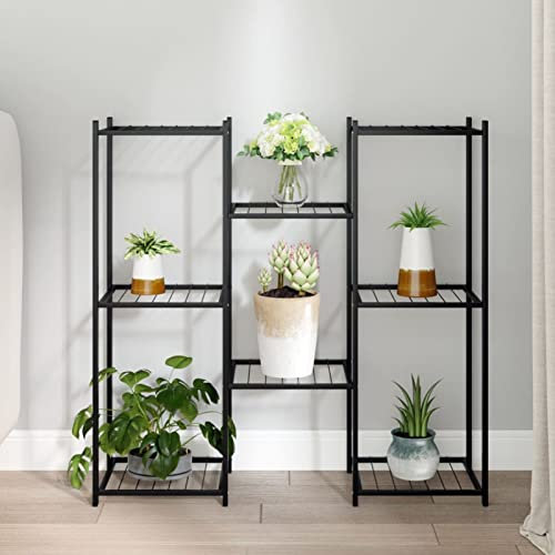 Mengtu Mobili Portafiori 83x25x80cm Nero in Ferro, Portafiori da Esterno, Scaffale Piante Esterno, Portafiori da Balcone, Scaffale per Piante da Interno, Porta Piante r Casa Mobili Decor per Casa